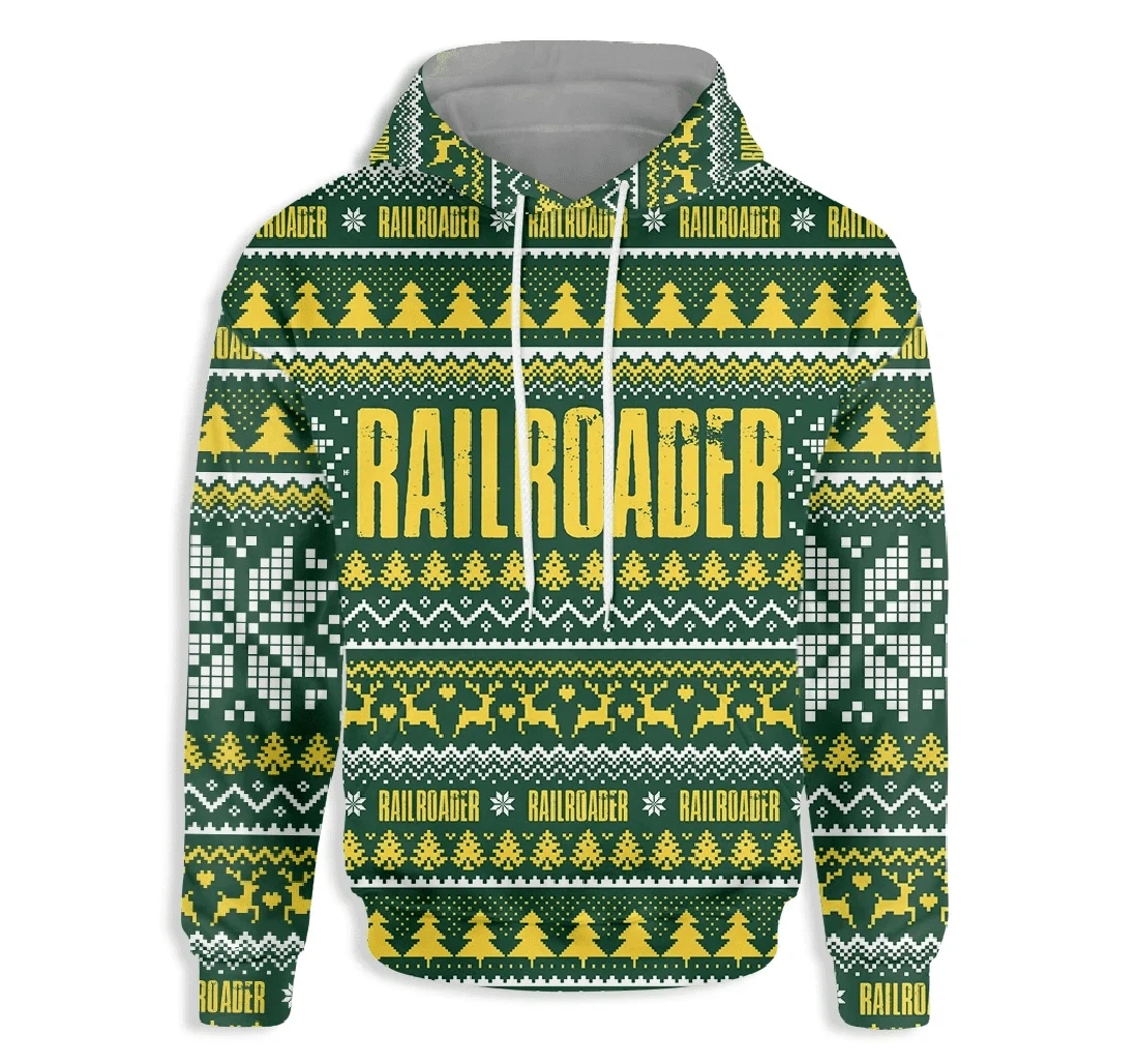 Railroader Happy Christmas - 3D Printed Pullover Hoodie