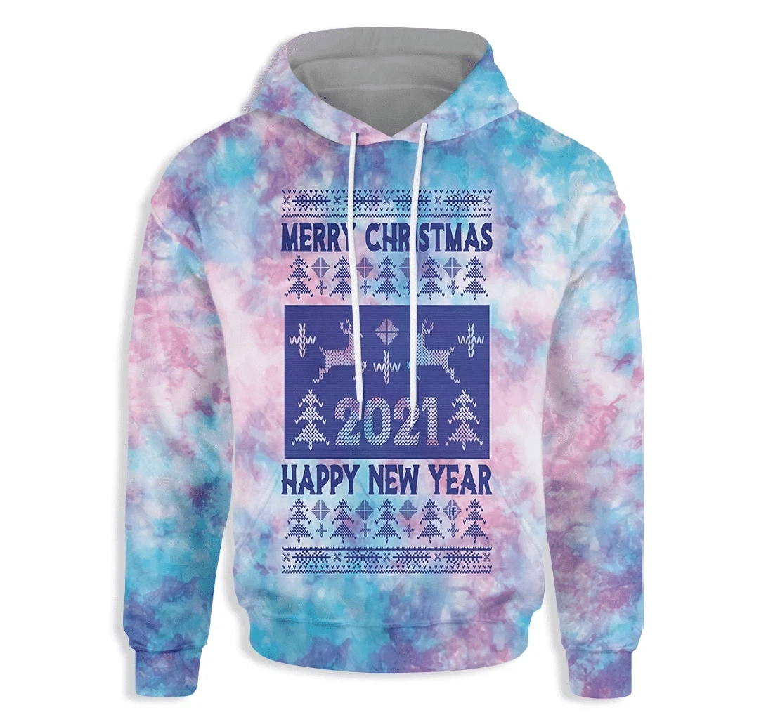 Christmas Santa Claus Seamless Pattern Tie Dye - 3D Printed Pullover Hoodie