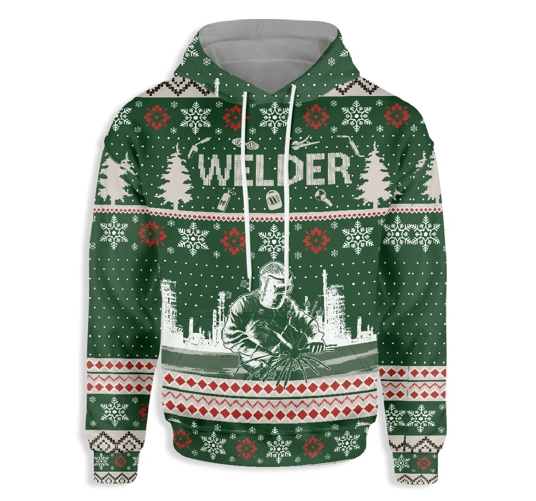 Welder Christmas - 3D Printed Pullover Hoodie