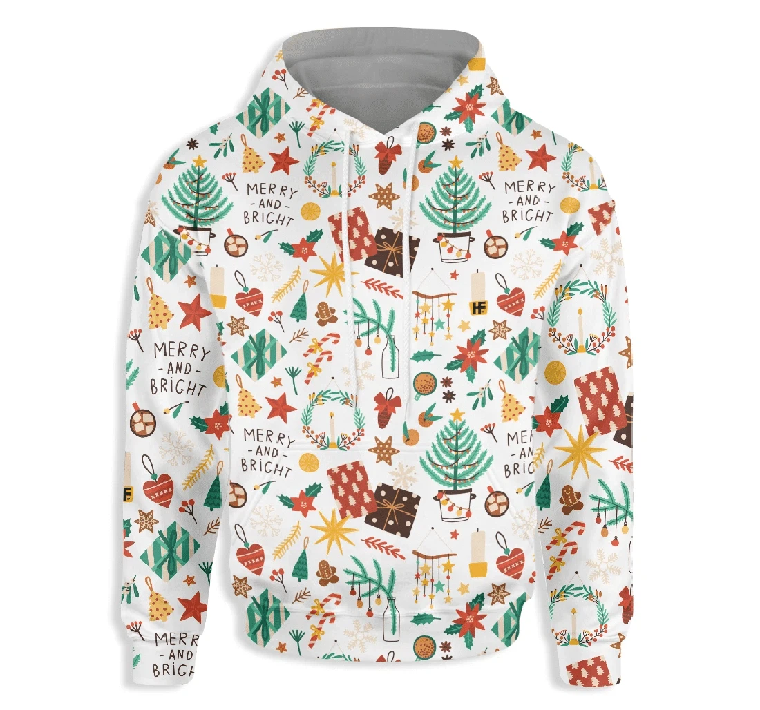 Christmas Seamless Pattern - 3D Printed Pullover Hoodie