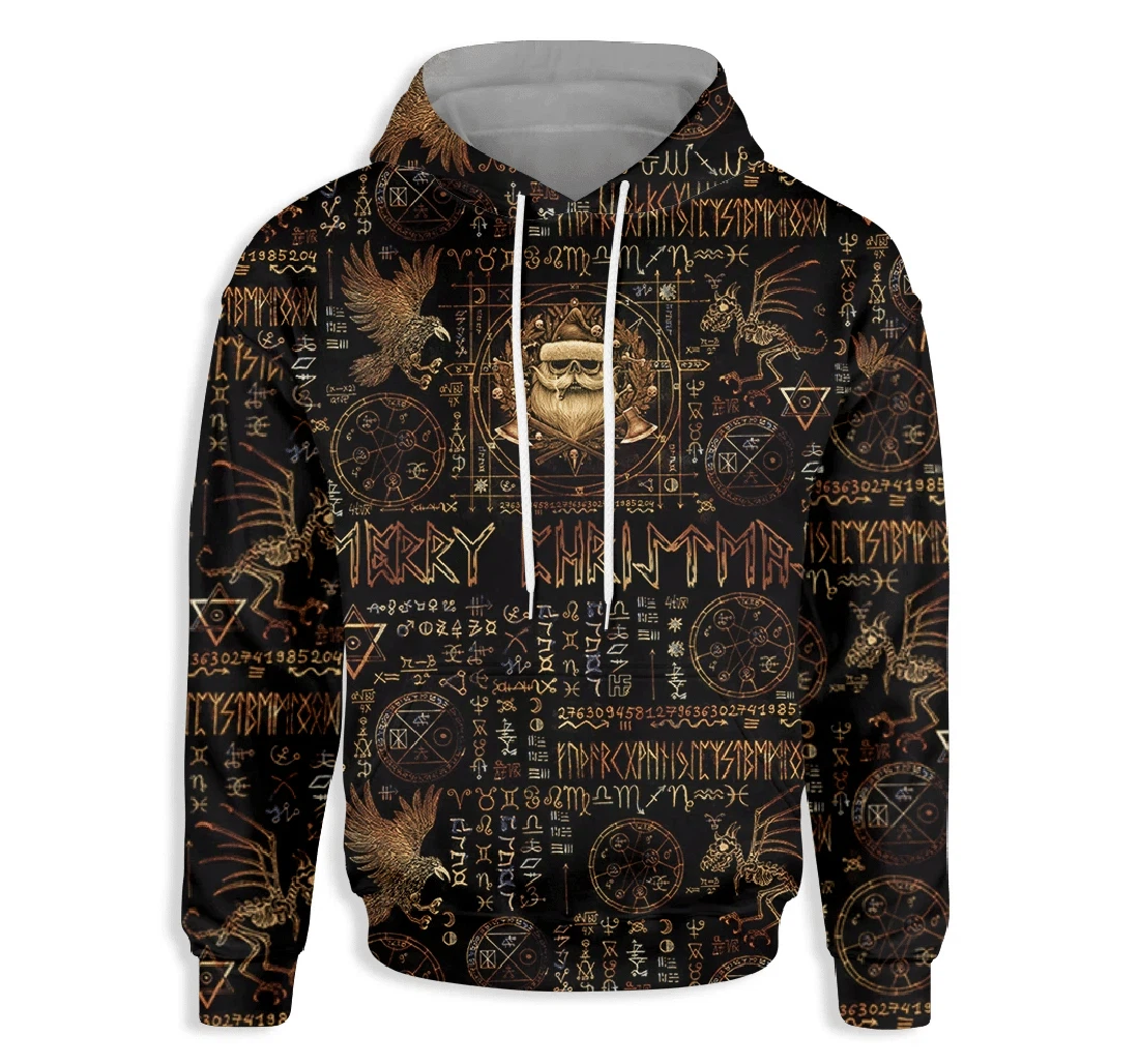 Ouija Board Santa Skull Christmas Edition Wicca - 3D Printed Pullover Hoodie