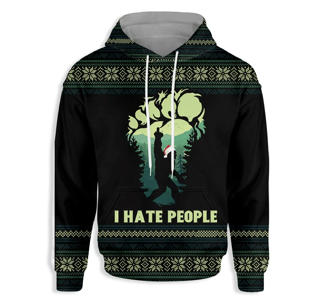 Ugly Christmas Camping I Hate People - 3D Printed Pullover Hoodie