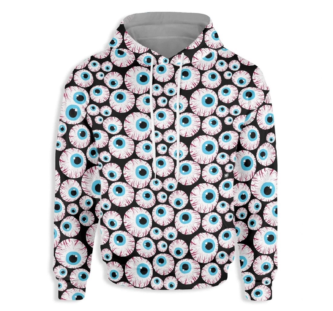 Creepy Eyeballs Halloween - 3D Printed Pullover Hoodie
