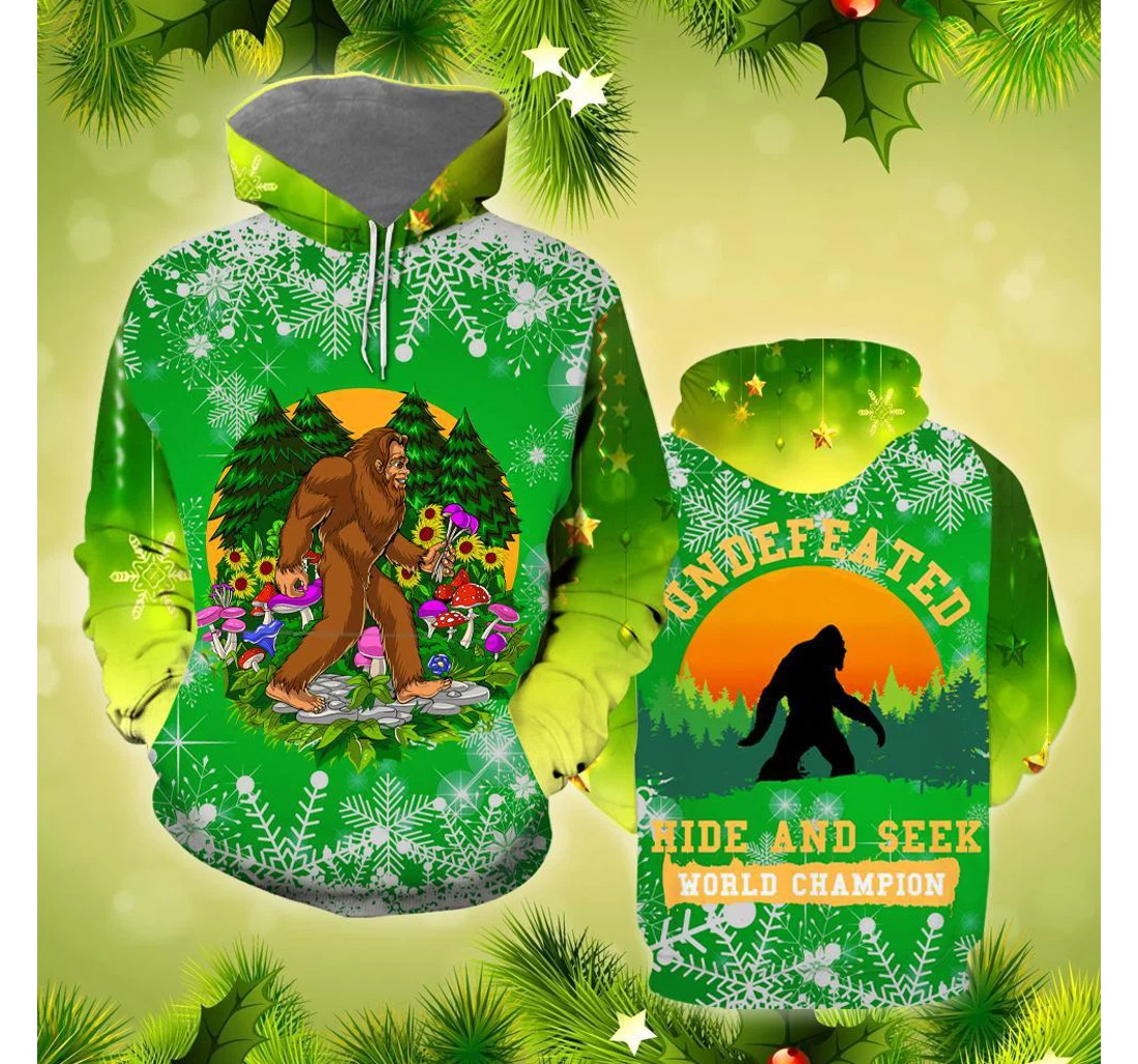 Bigfoot Hide Seek Christmas - 3D Printed Pullover Hoodie