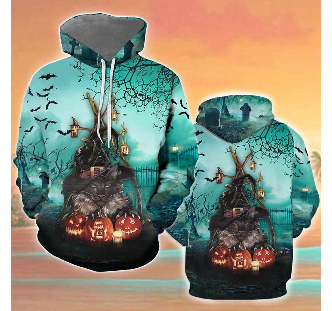 Halloween Cat - 3D Printed Pullover Hoodie