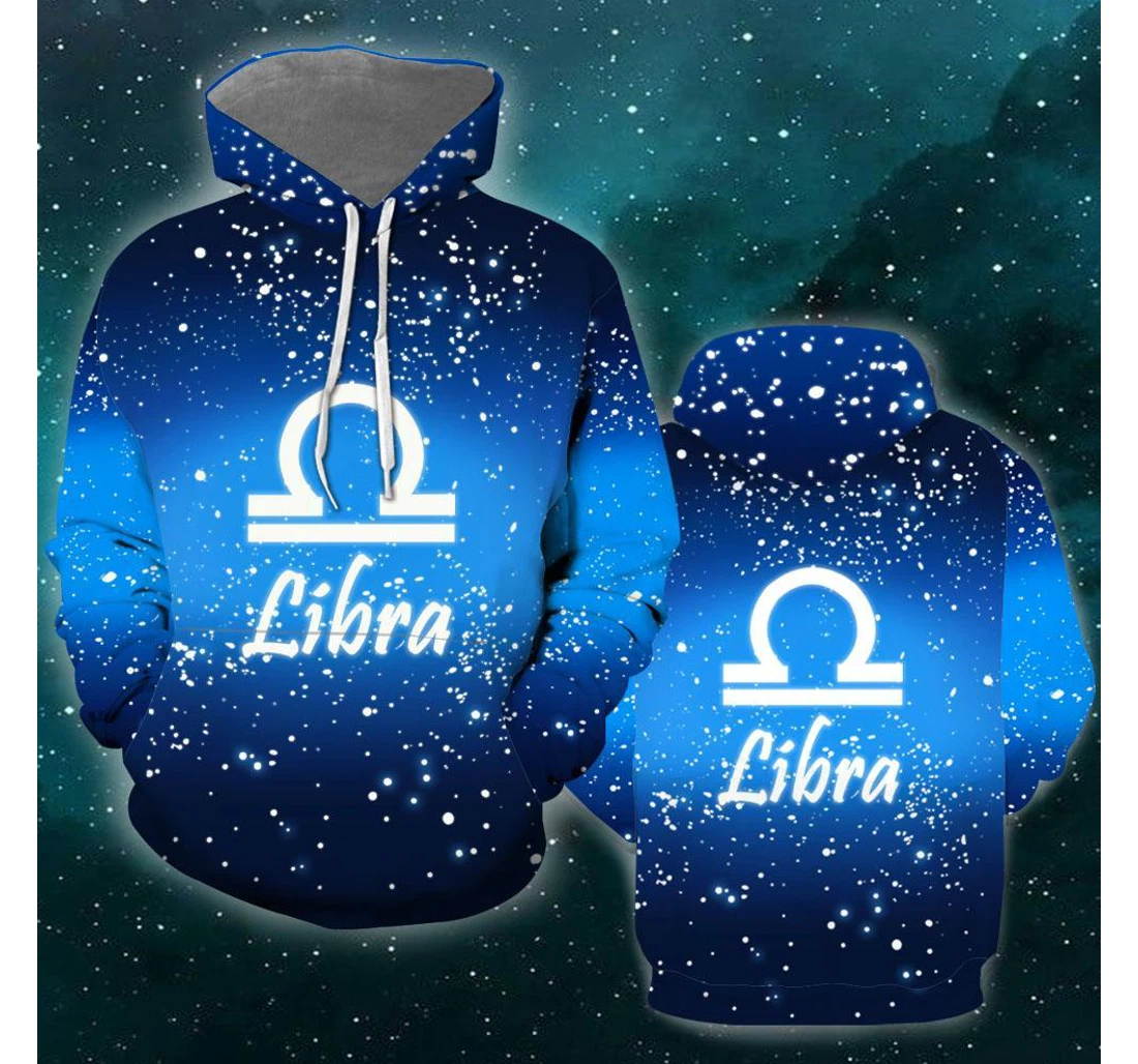 Libra Zodiac Sign - 3D Printed Pullover Hoodie