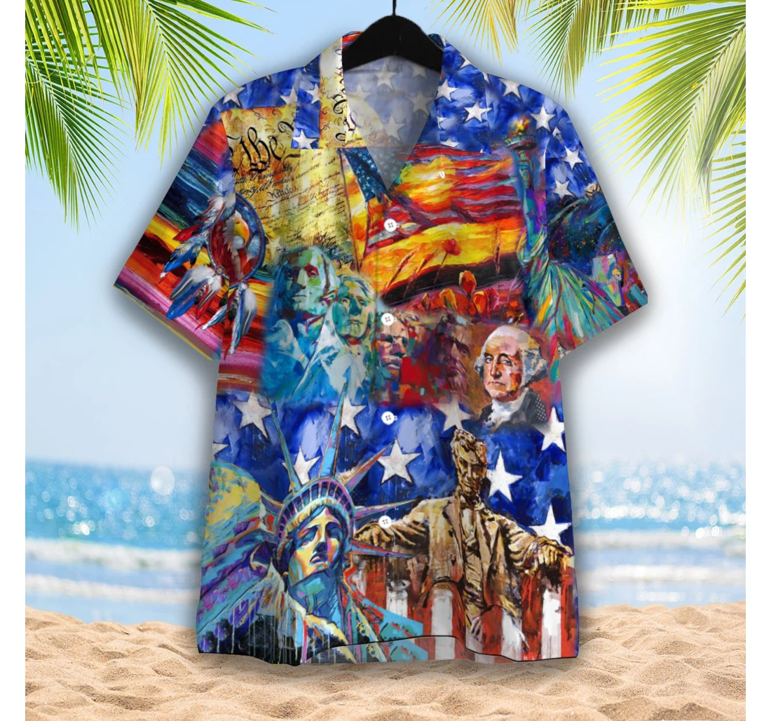 Personalized My Patriotic Heart Beats Independence Day Hawaiian Shirt, Button Up Aloha Shirt For Men, Women