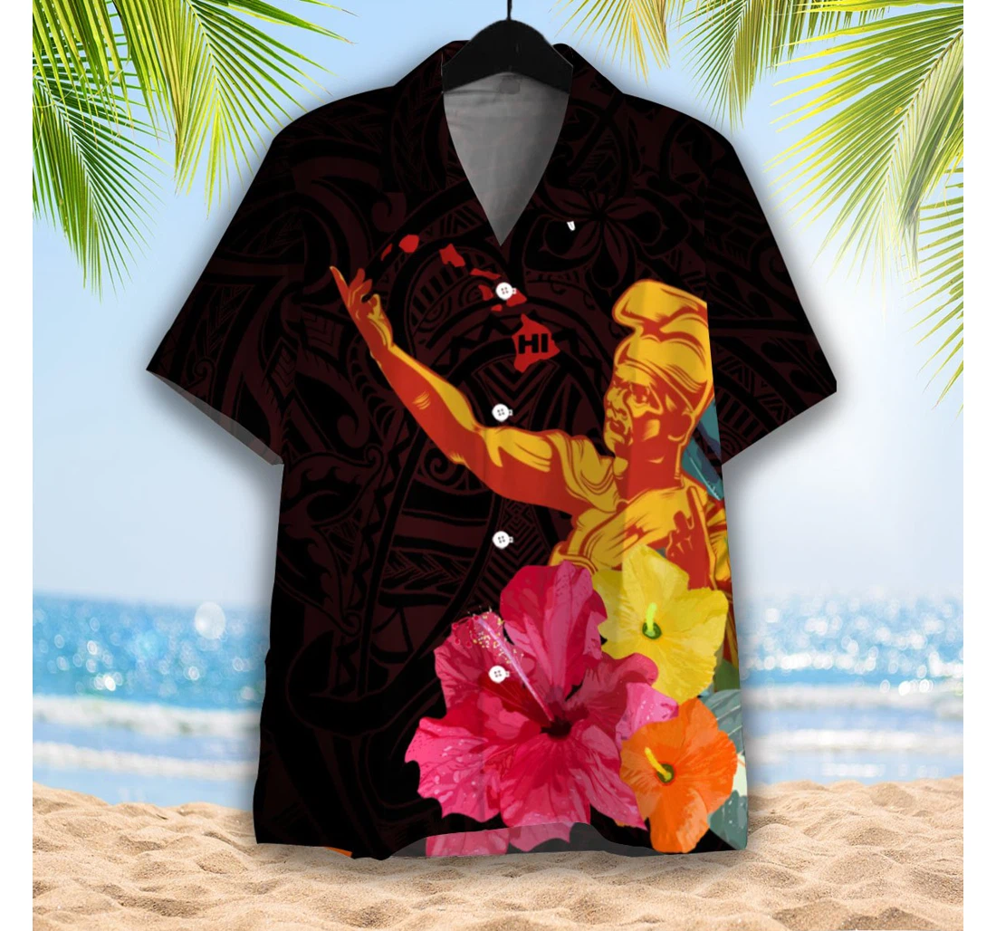 Personalized King Kamehameha Hawaiian Shirt, Button Up Aloha Shirt For Men, Women