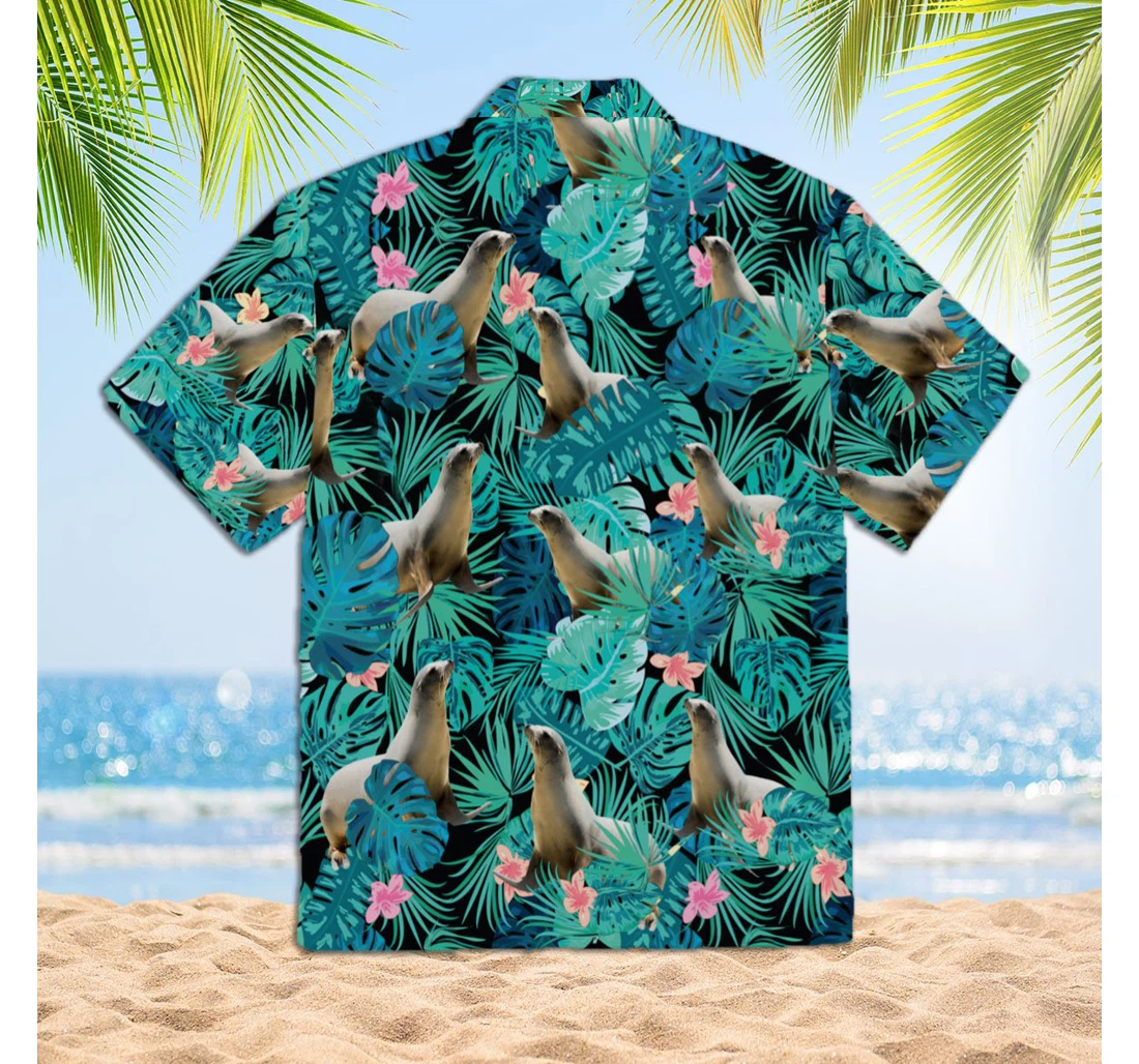 Personalized Seal Hawaiian Shirt, Button Up Aloha Shirt For Men, Women
