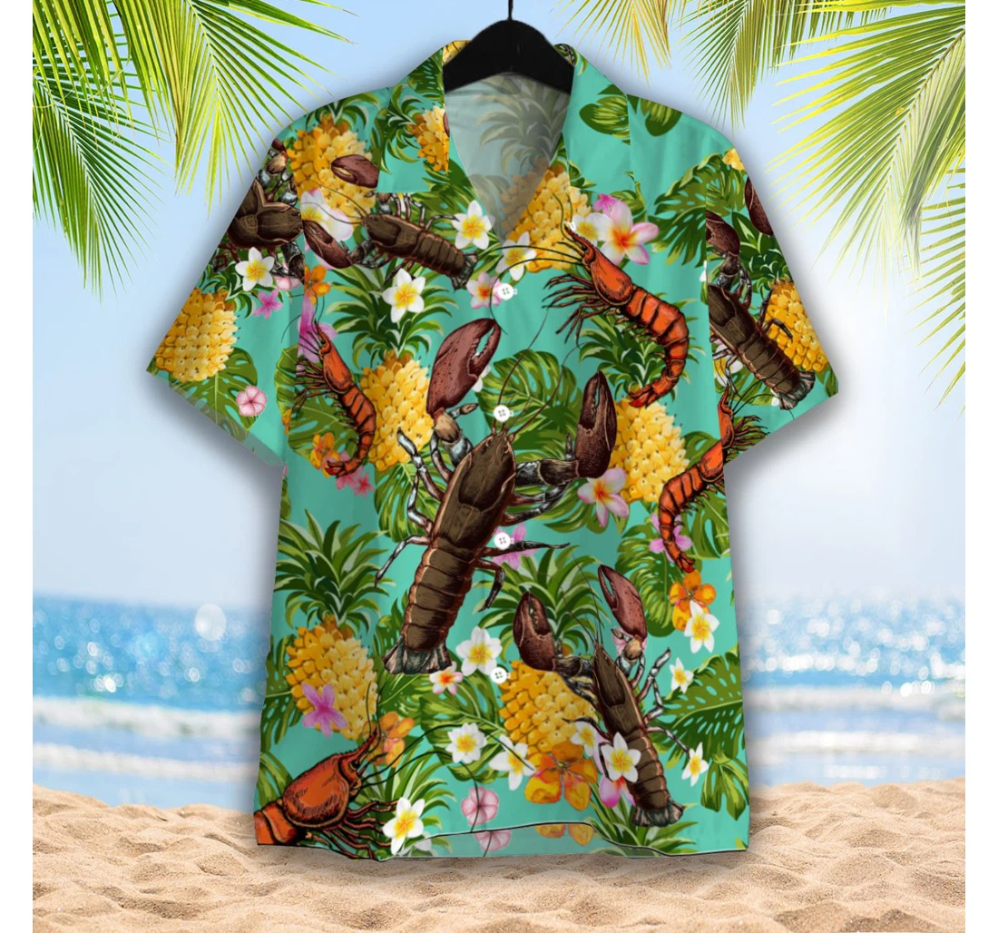 Personalized Lobster Hawaiian Shirt, Button Up Aloha Shirt For Men, Women