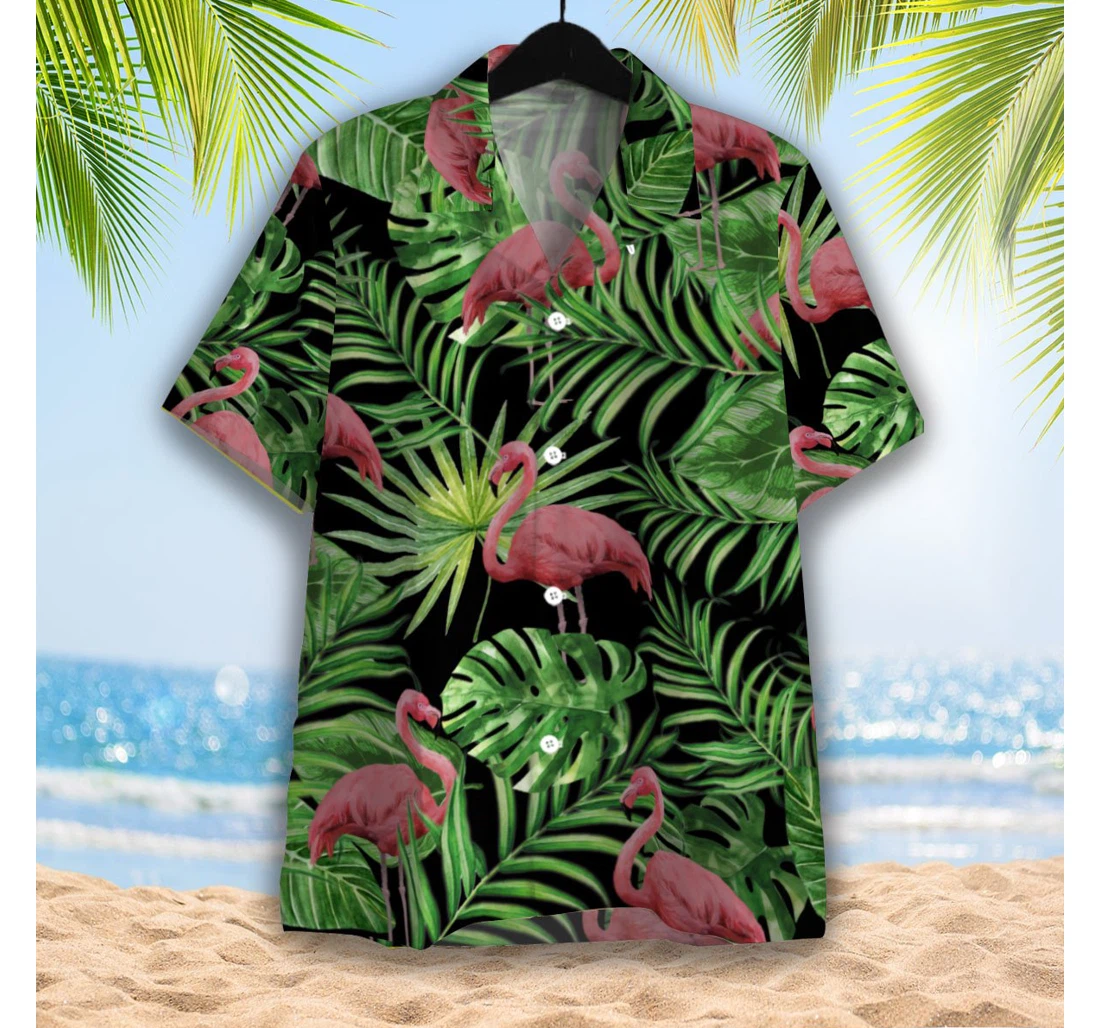 Flamingo Hawaiian Shirt, Button Up Aloha Shirt For Men, Women