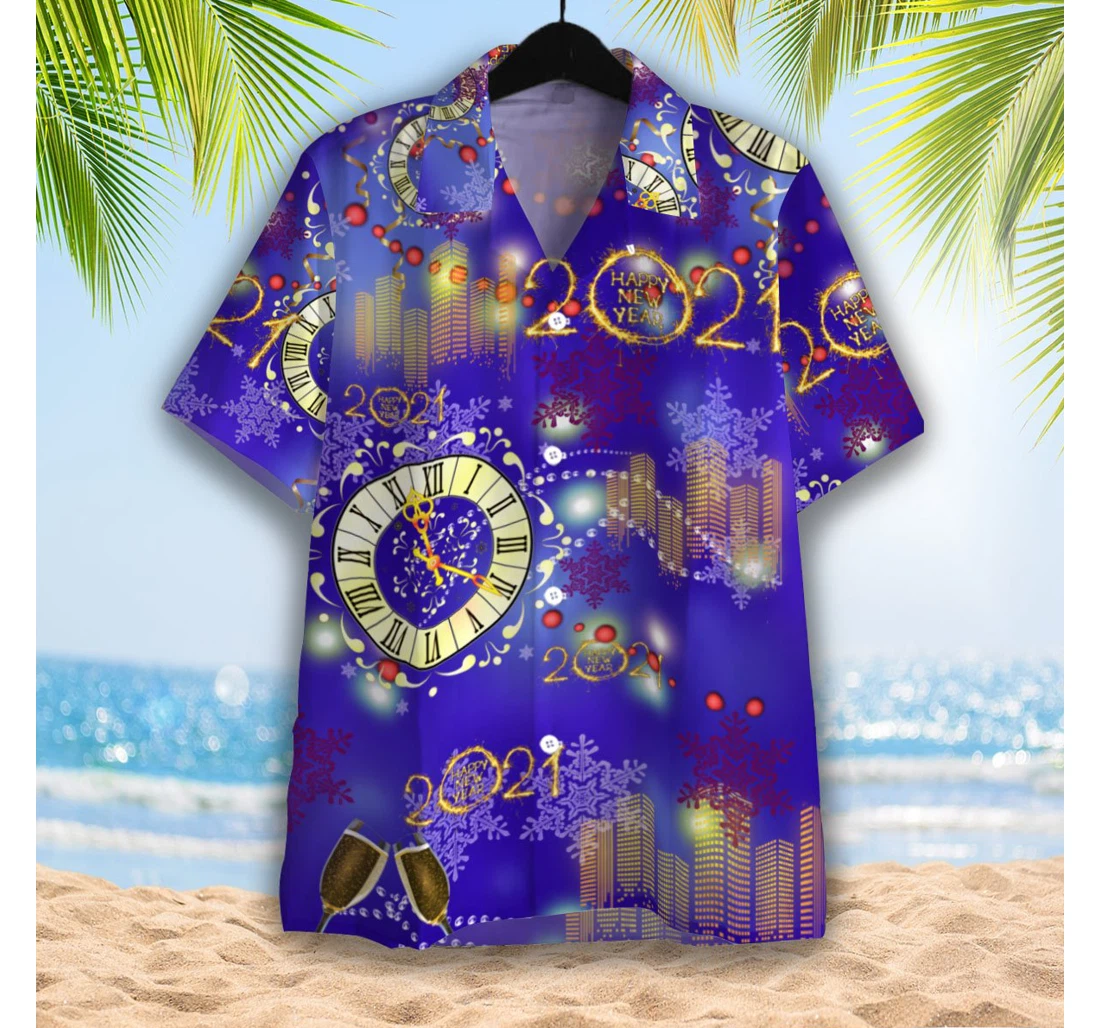 Personalized Happy New Year Hawaiian Shirt, Button Up Aloha Shirt For Men, Women