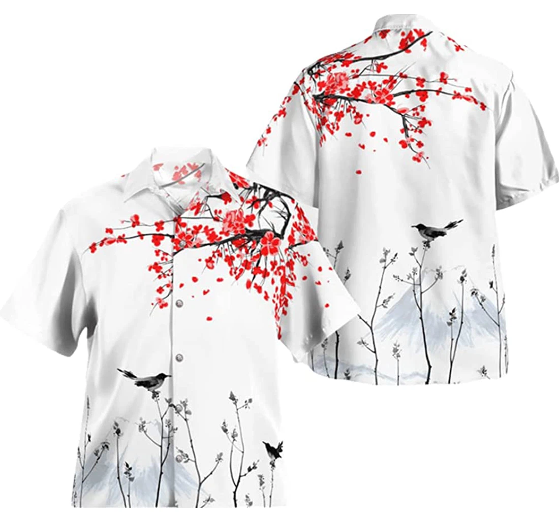 Personalized Japanese Sakura Cherry Blossom White Pullover Tshirt Gifts Friends Or Yourself Hawaiian Shirt, Button Up Aloha Shirt For Men, Women