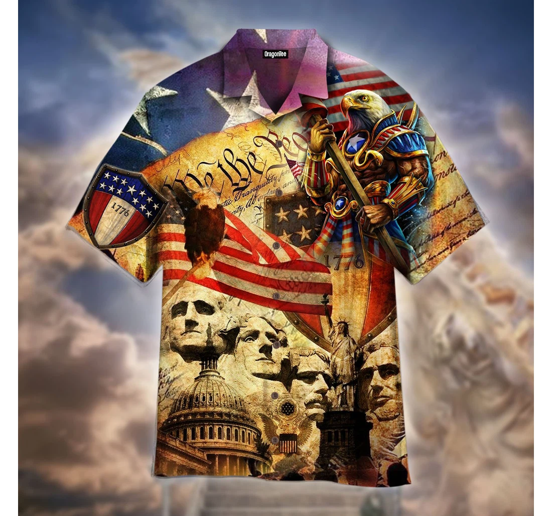 Personalized My Patriotic Heart Beats Independence Day Hawaiian Shirt, Button Up Aloha Shirt For Men, Women