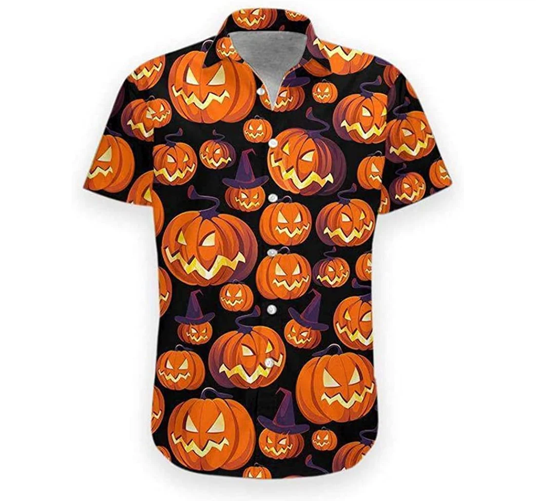 Personalized Pumpkin Halloween Pullover Tshirt Gifts Friends Or Yourself Hawaiian Shirt, Button Up Aloha Shirt For Men, Women