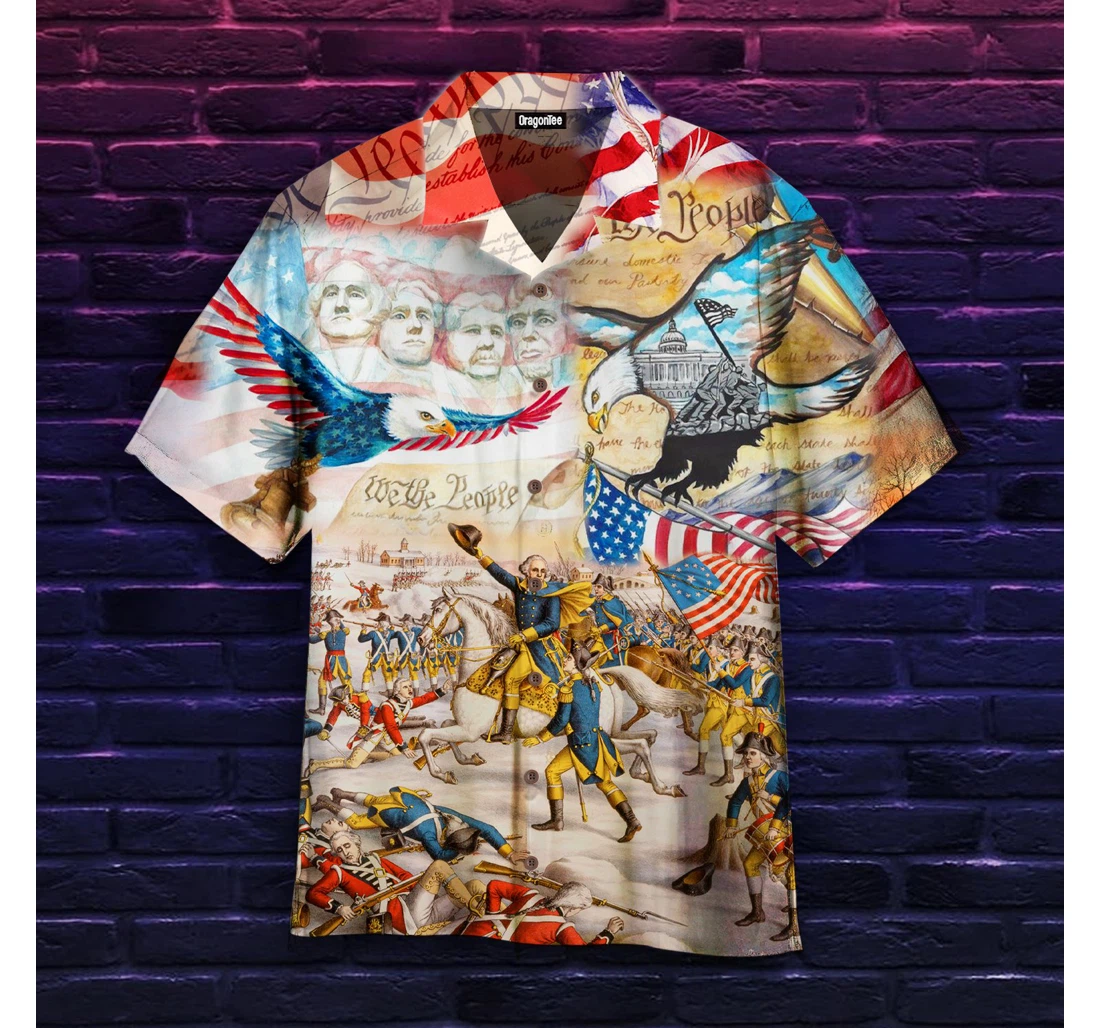 Personalized My Patriotic Heart Beats Independence Day Hawaiian Shirt, Button Up Aloha Shirt For Men, Women