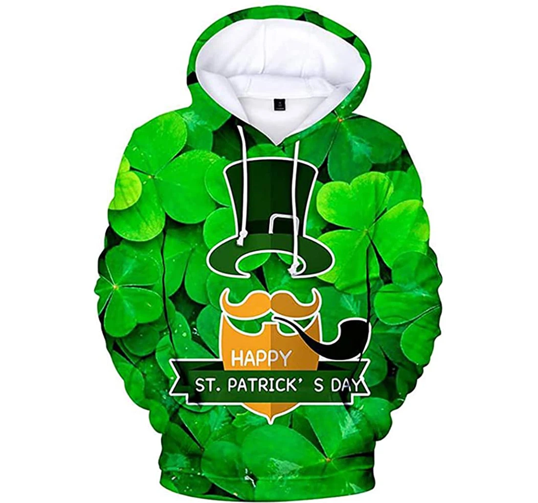 Saint Patrick's Day Shamrock - 3D Printed Pullover Hoodie