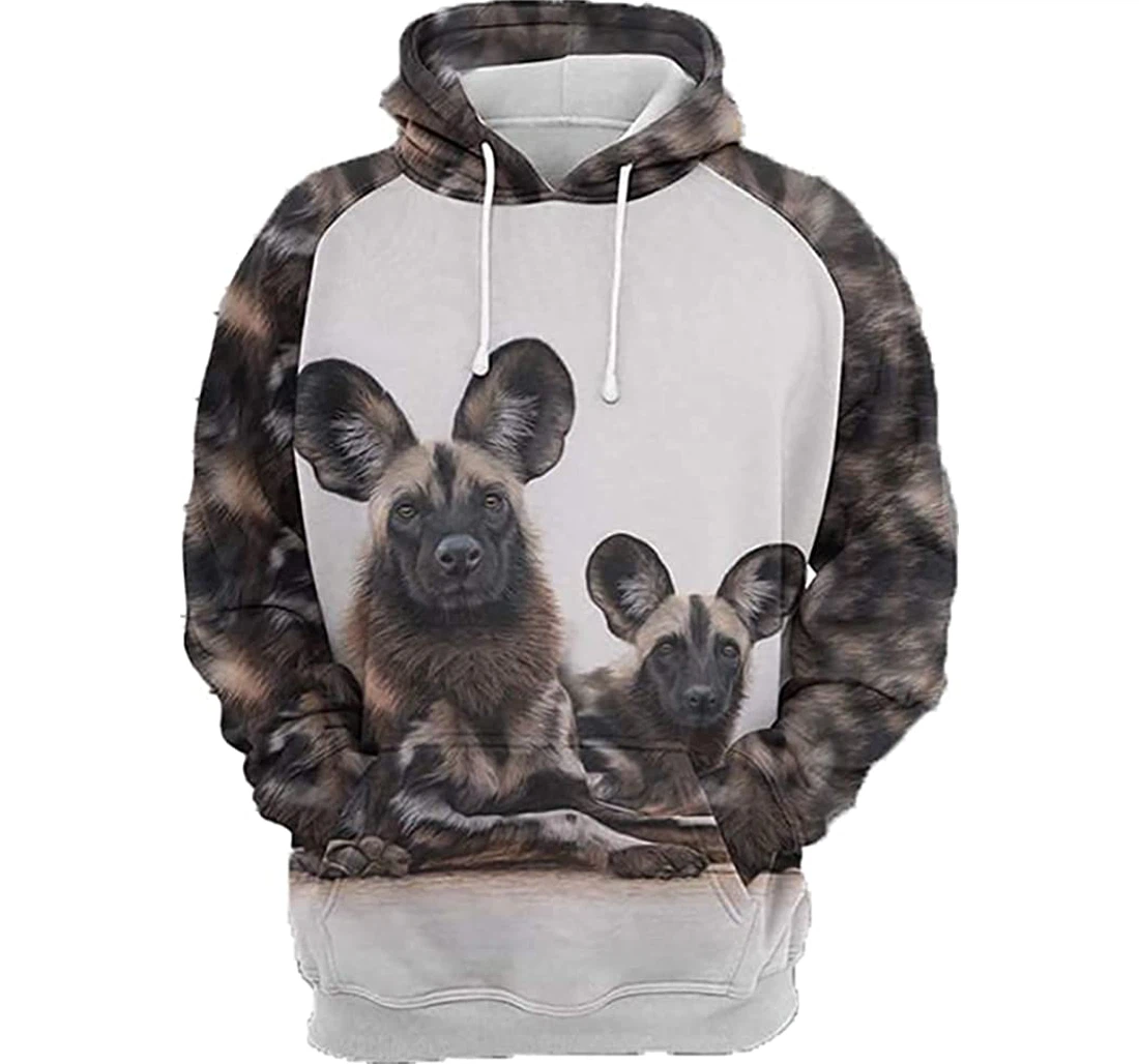 African Wild Dog Family - 3D Printed Pullover Hoodie