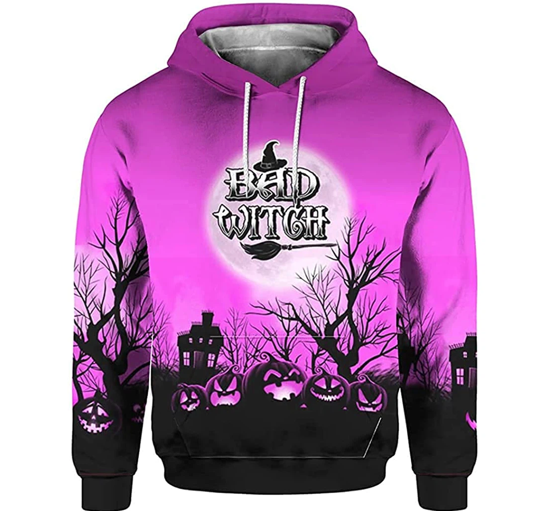 Halloween Bad Witch Purple - 3D Printed Pullover Hoodie