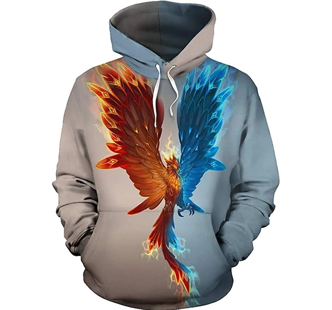 Fire And Water Phoenix - 3D Printed Pullover Hoodie