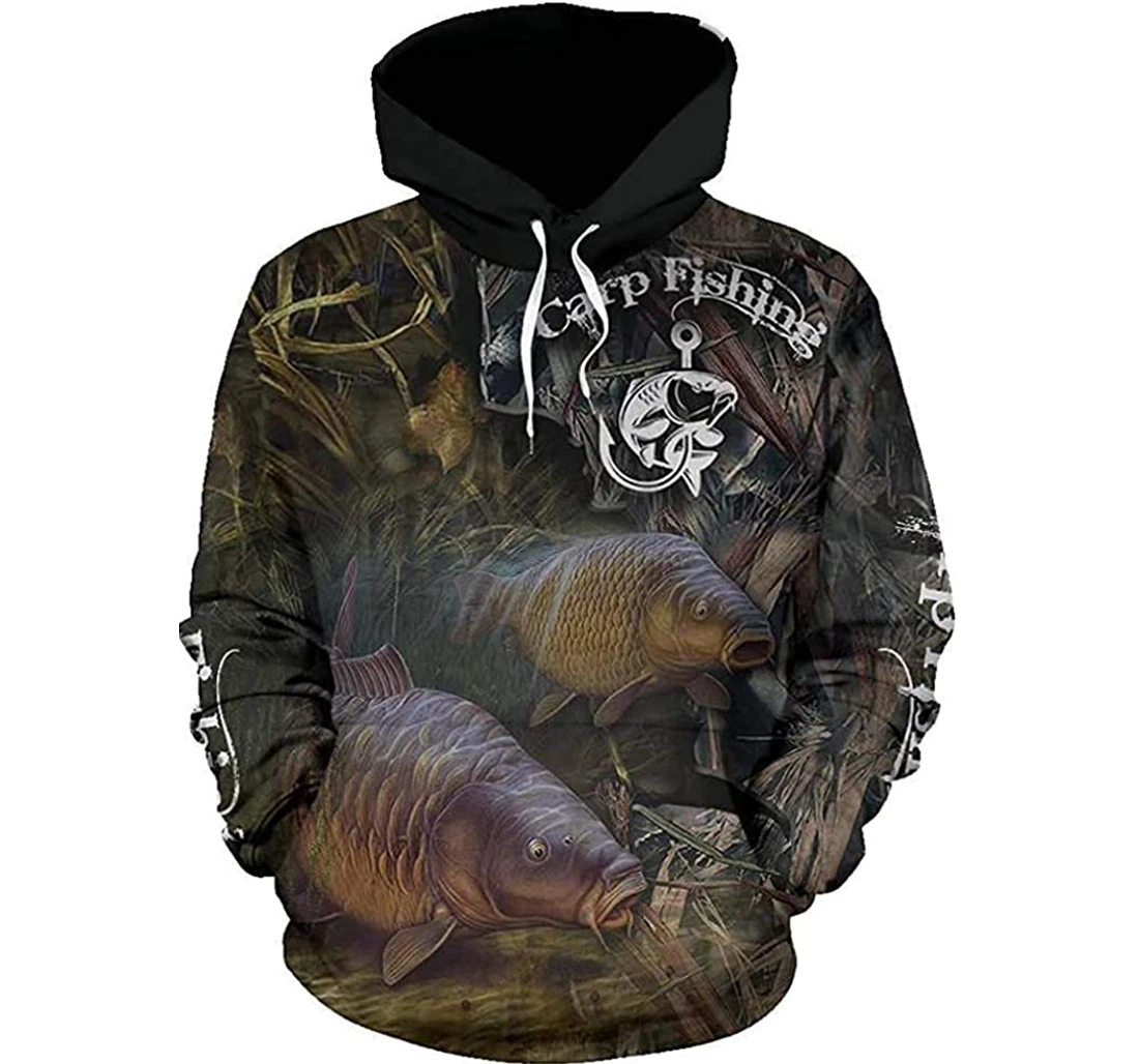 Fishing Carp Fish - 3D Printed Pullover Hoodie