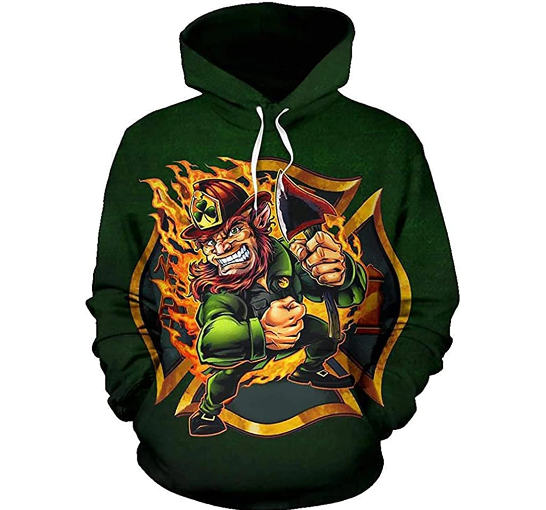 Irishman Firefighter Leprechaun - 3D Printed Pullover Hoodie