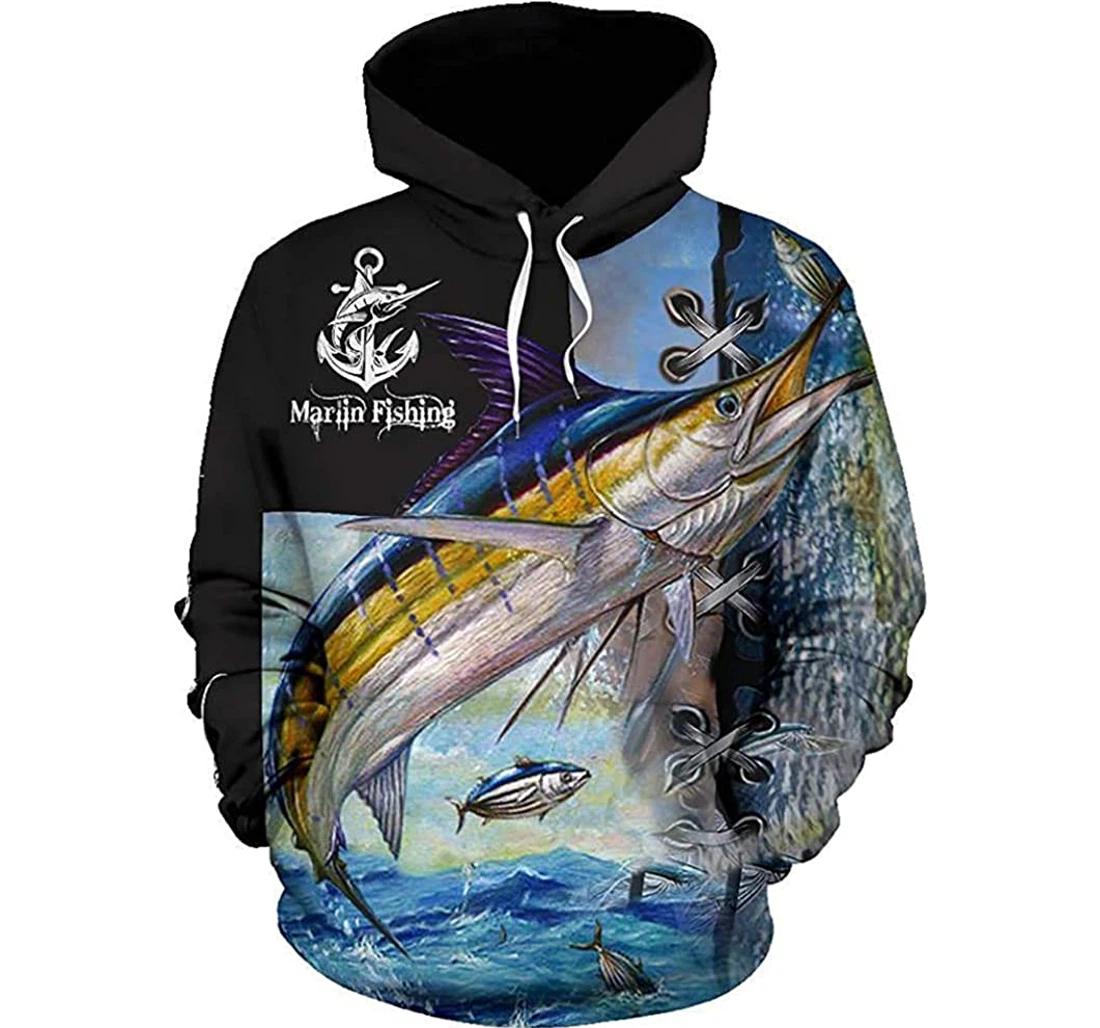 Fishing Marlin Fishing - 3D Printed Pullover Hoodie