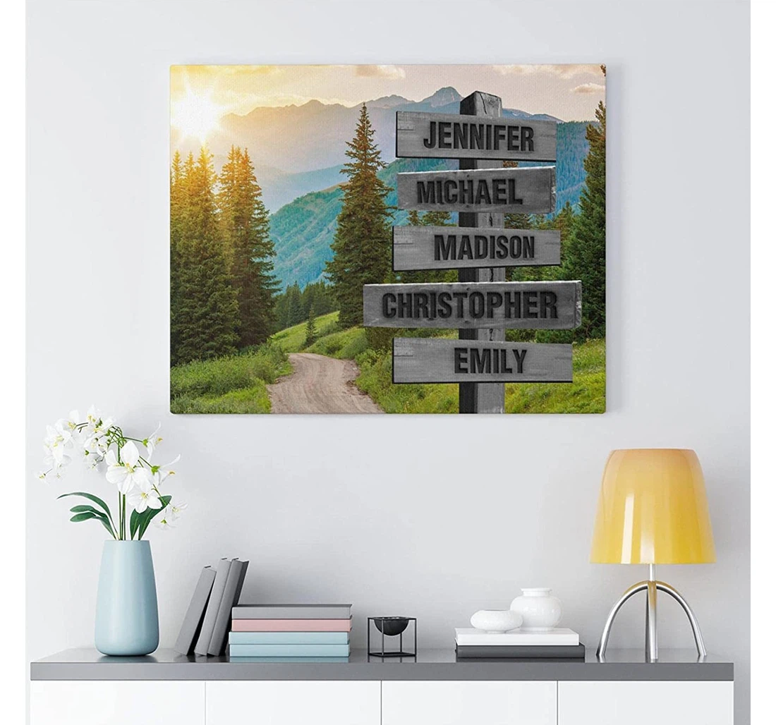 Poster, Canvas - Custom Mountain Road Name Multi-names Crossroad Name Art, Personalized Print Framed Wall Art