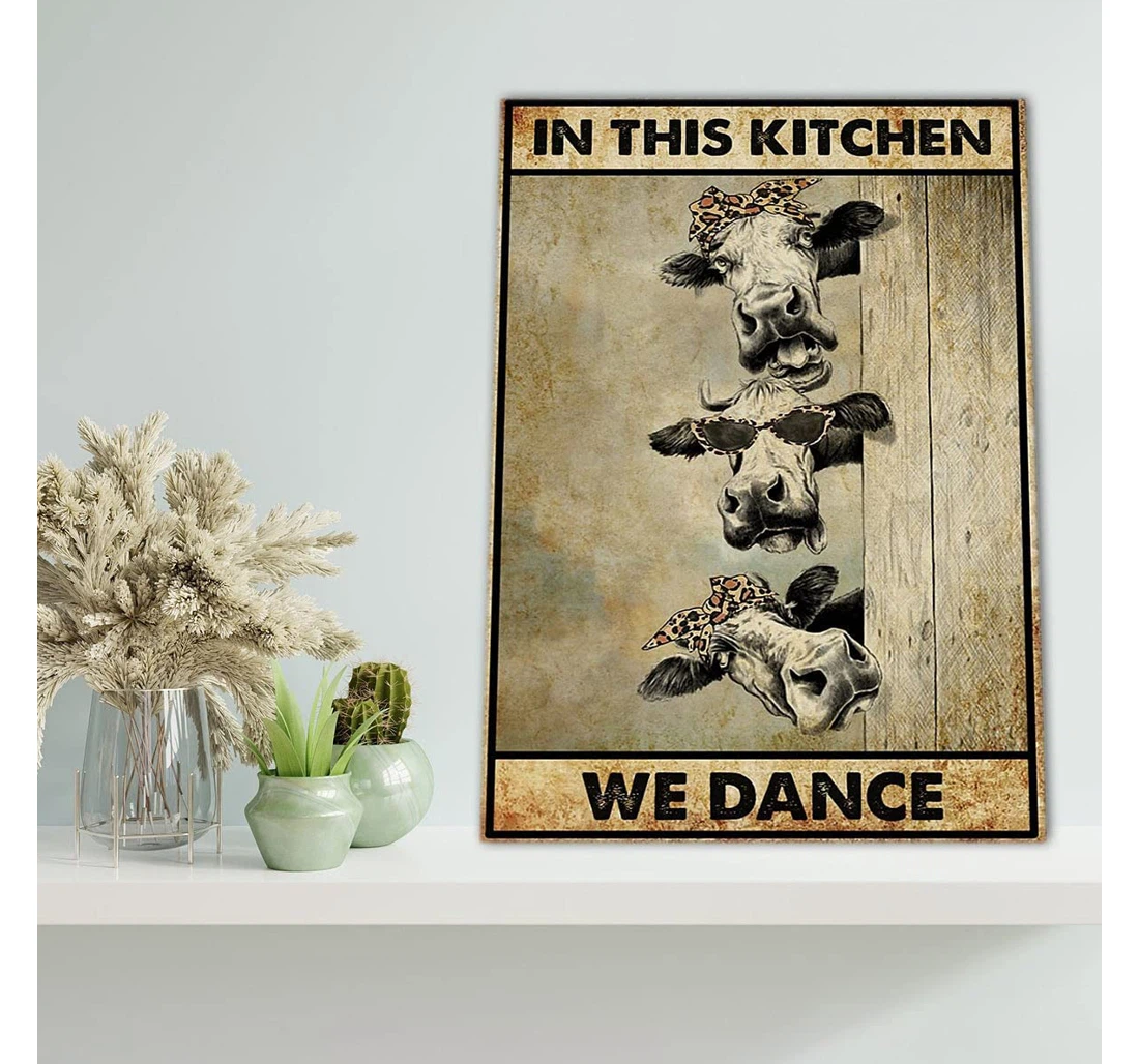 Poster, Canvas - Meaningful Funny Cows In This We Dance In In The Usa Print Framed Wall Art