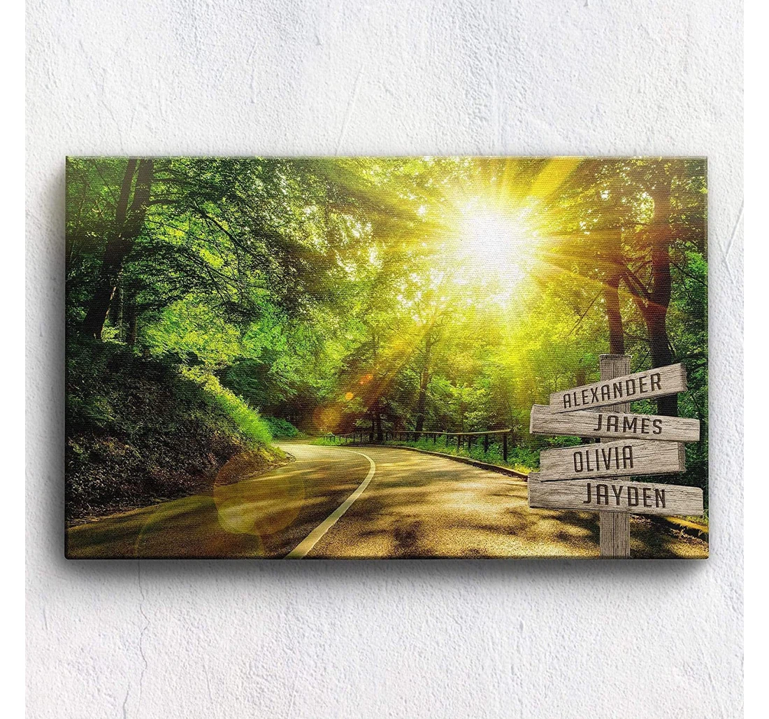 Poster, Canvas - Autumn Road Color Customized Or With Multi Names On Birthday, Durable Print Framed Wall Art