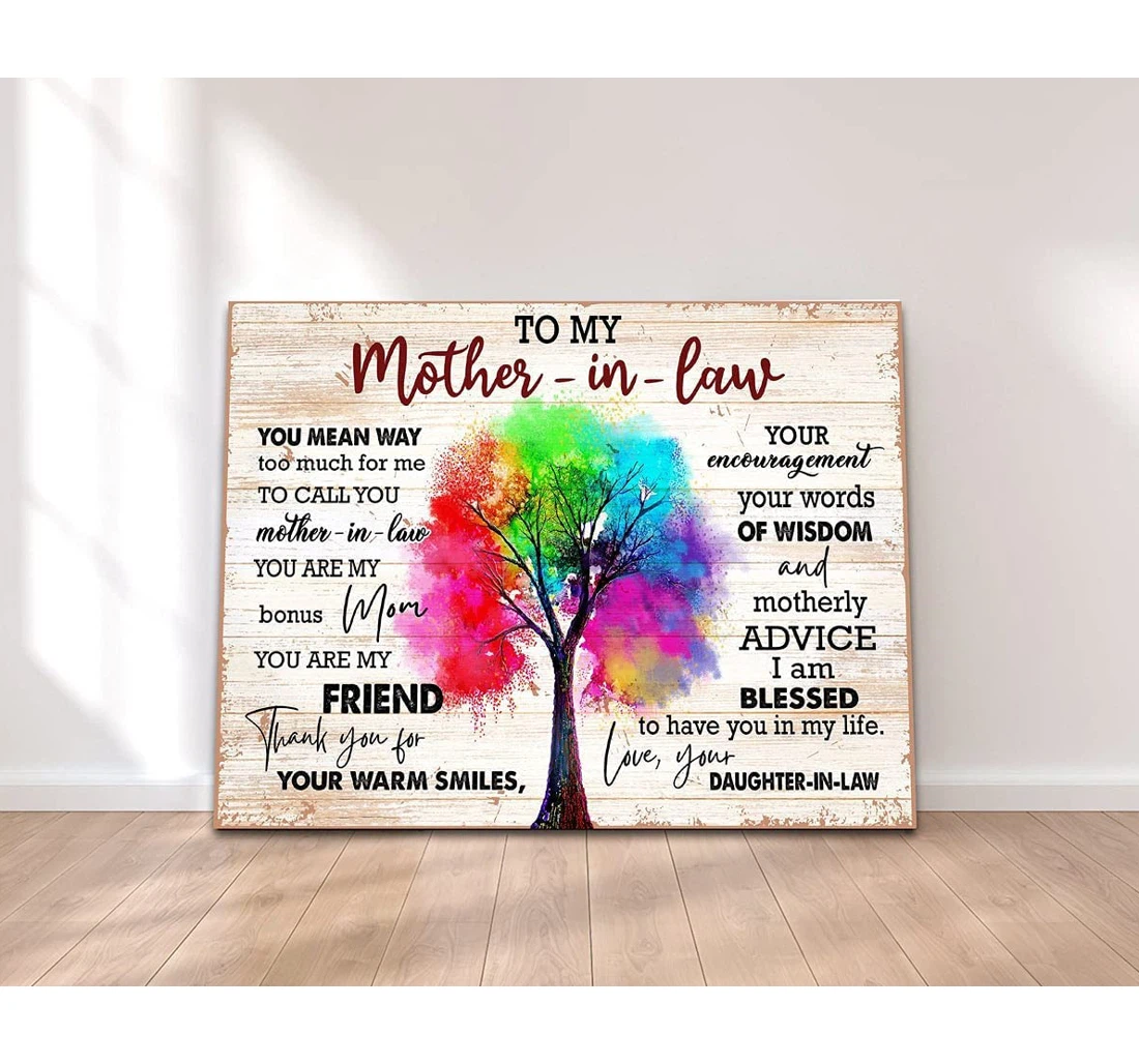 Poster, Canvas - Personalized To My Mother In Law Colorful Tree Birthday Mother In Law From Daughter In Law On Birthday Durable Print Framed Wall Art