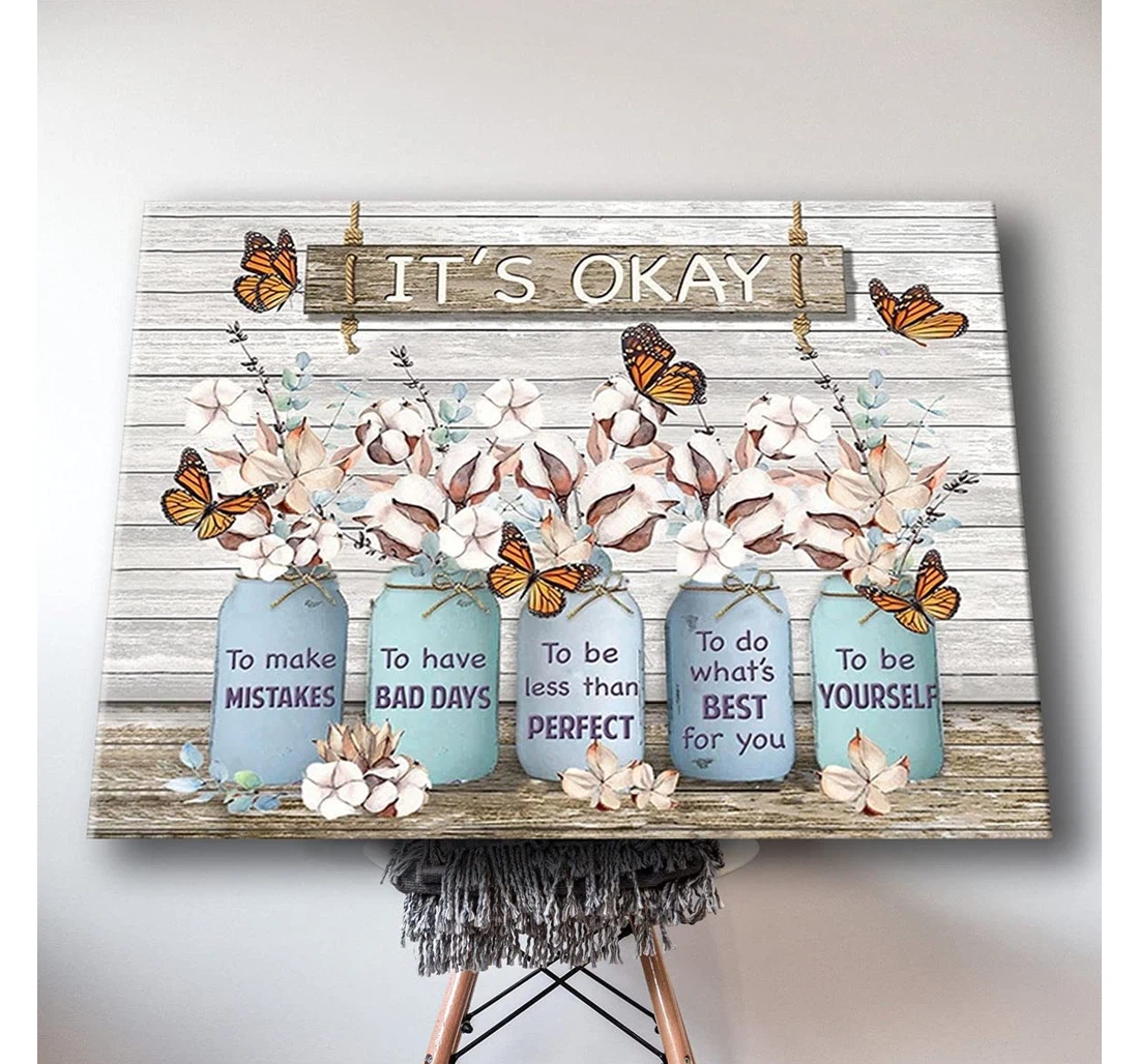 Poster, Canvas - Vases Of Flowers And Butterflies – It’s Okay To Make Mistakes In In The Usa Print Framed Wall Art