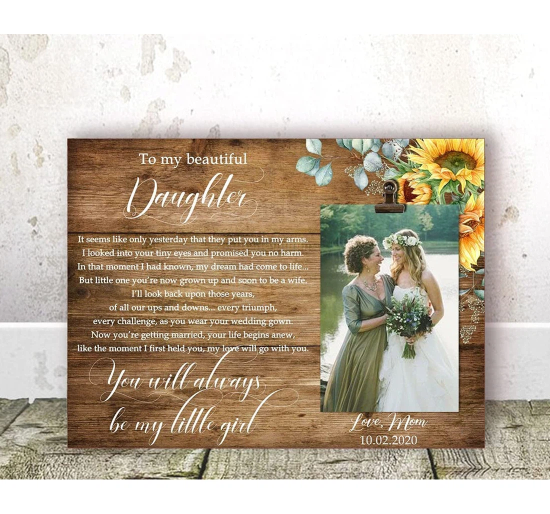 Poster, Canvas - Amazing Daughter On Her Wedding Day Daughter From Mother Wedding From Mom Bride Wedding Daughter Rehearsal Dinner On Birthday, Print Framed Wall Art