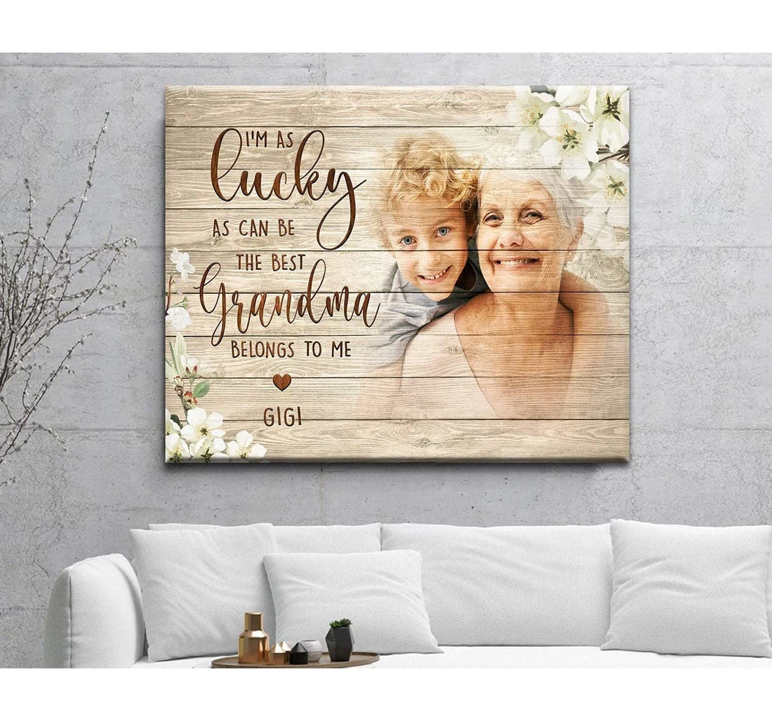 Poster, Canvas - Personalized Grandma And Grandkids Portrait The Best Grandma Belong To Me Custom Family In The Usa Print Framed Wall Art