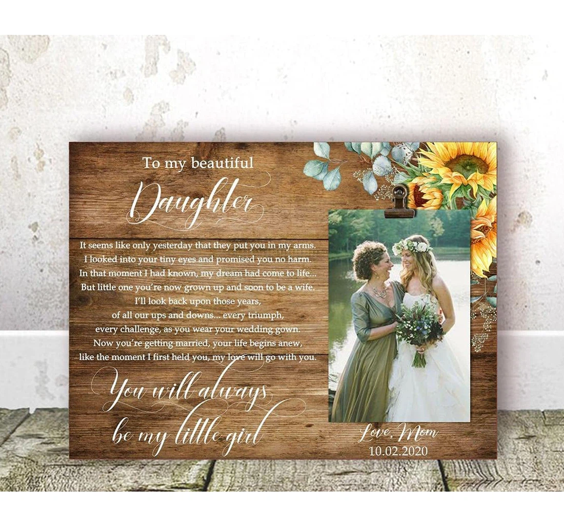 Poster, Canvas - Daughter On Her Wedding Day Daughter From Mother Wedding From Mom Bride Wedding Daughter Rehearsal Dinner On Birt Print Framed Wall Art