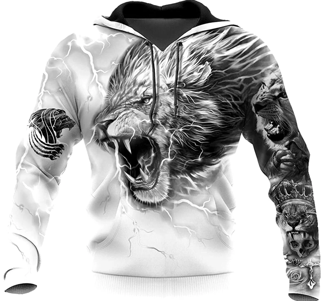 Lion King Thunder & White Shirts - 3D Printed Pullover Hoodie