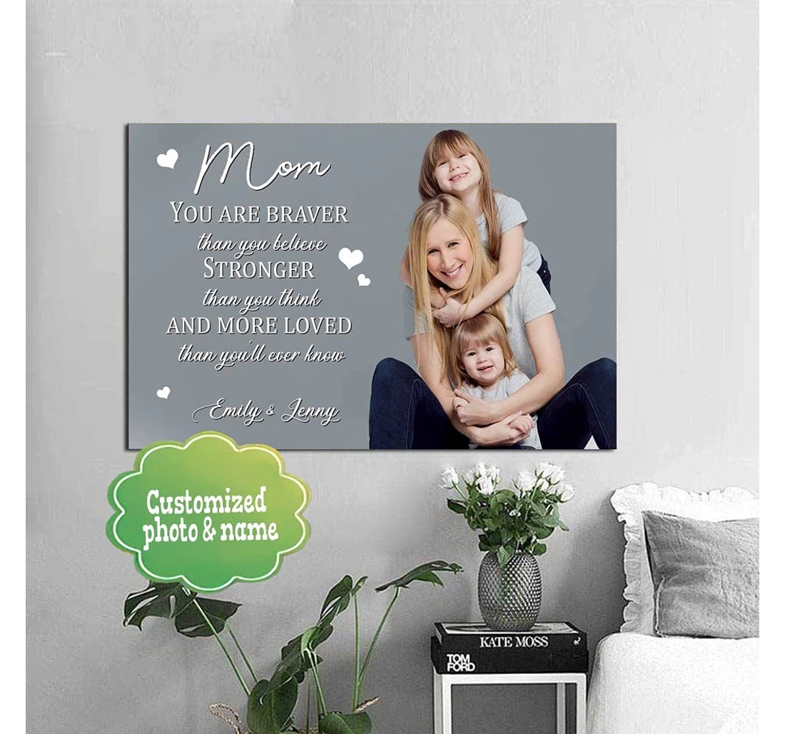 Poster, Canvas - Customized Mothers Day Braver Than You Believe Art, Customized Personalised Mommy Gift, New Mom On Birth Print Framed Wall Art