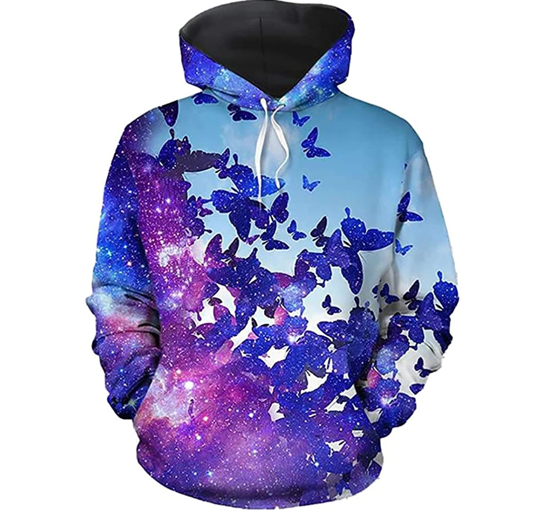 Sky Butterflies - 3D Printed Pullover Hoodie