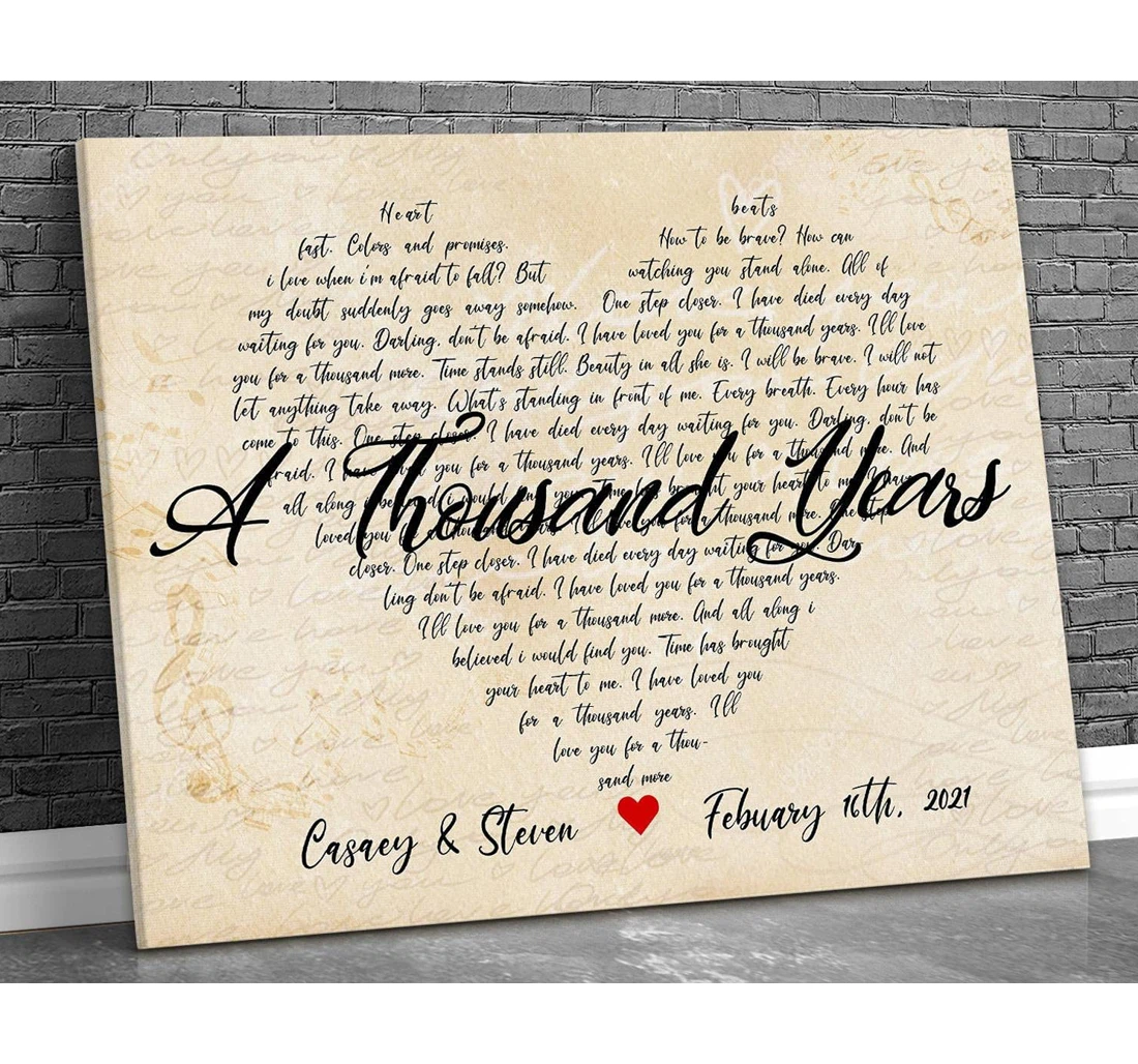 Poster, Canvas - Personalized Custom Name Date Wedding Song Lyrics Art, Print Framed Wall Art