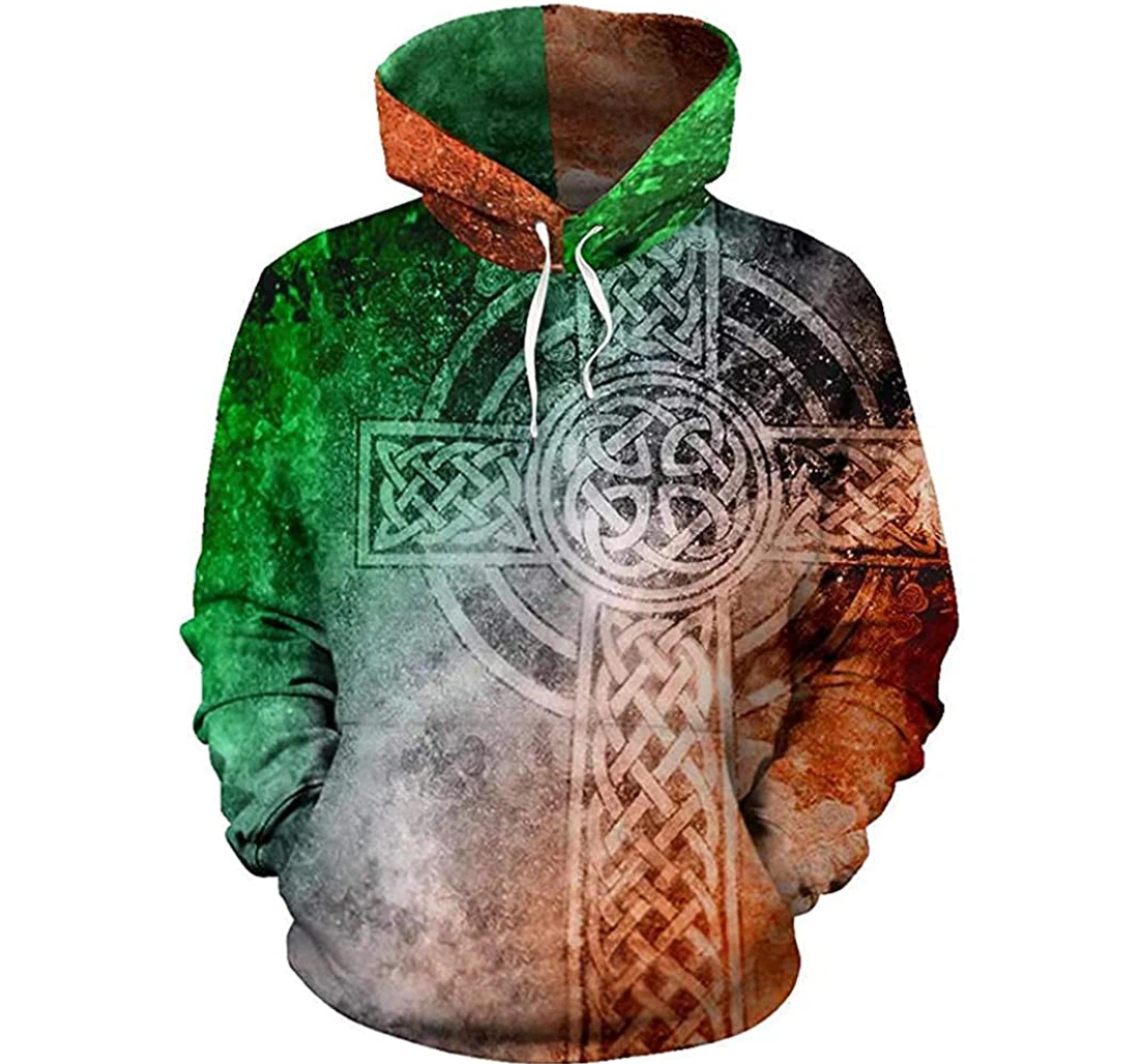 Irish Celtic Cross - 3D Printed Pullover Hoodie