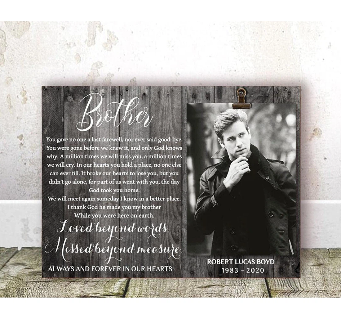 Poster, Canvas - Loss Of Brother Memorial Sympathy Brother Remembrance Brother Memorial Bereavement Condolence Keepsake Grieving On Birt Print Framed Wall Art