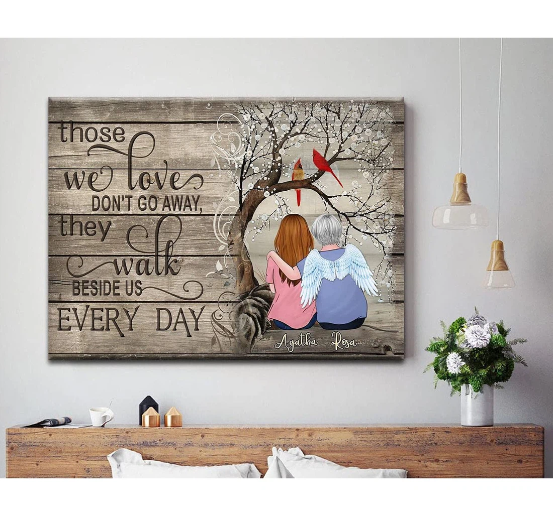Poster, Canvas - Personalized In Memory Of Custom Name Loss Of Mom Memorial Mom Cardinal On Birthday Durable Print Framed Wall Art