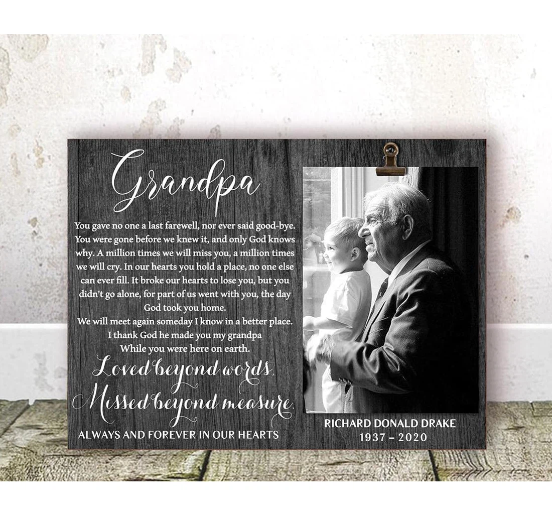 Poster, Canvas - Memorial Of Grandpa Loss Of Grandpa Memorial Grief Sympathy Condolence Bereavement Grandfather Memorial On Bir Print Framed Wall Art