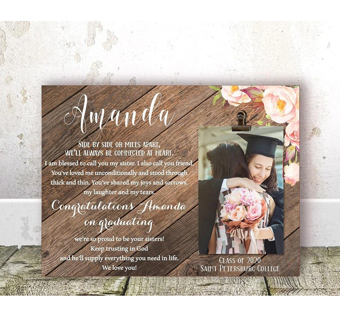 Poster, Canvas - Graduation Sister Personalized Graduation Gifts Her College Graduation High School Graduation Day Class Of 2020 Elementary School On Bir Print Framed Wall Art