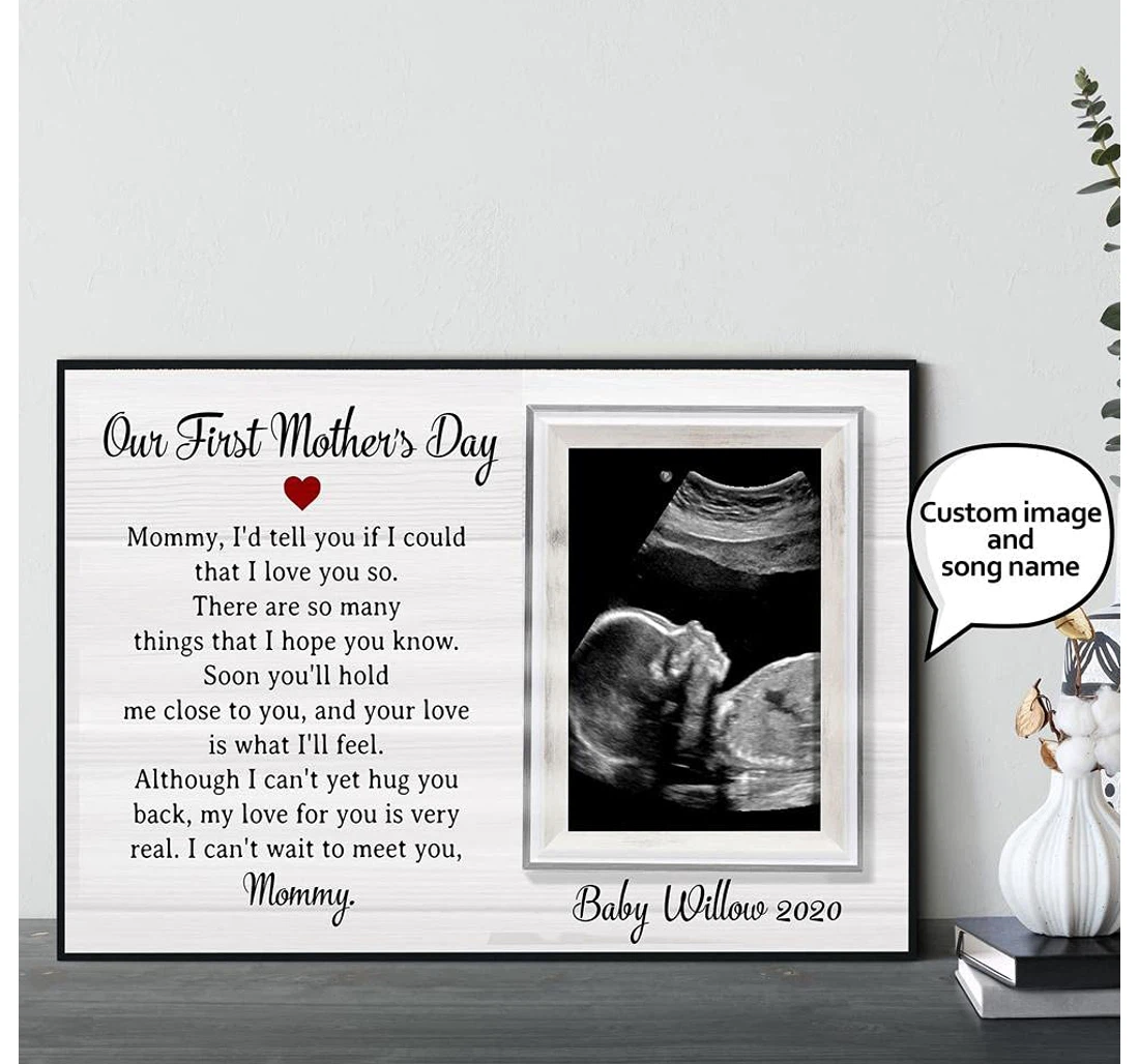 Poster, Canvas - Meaningful Ultrasound Mothers Day Our First Mother's Day Baby Mom Art, Expecting Mom Gift On Print Framed Wall Art