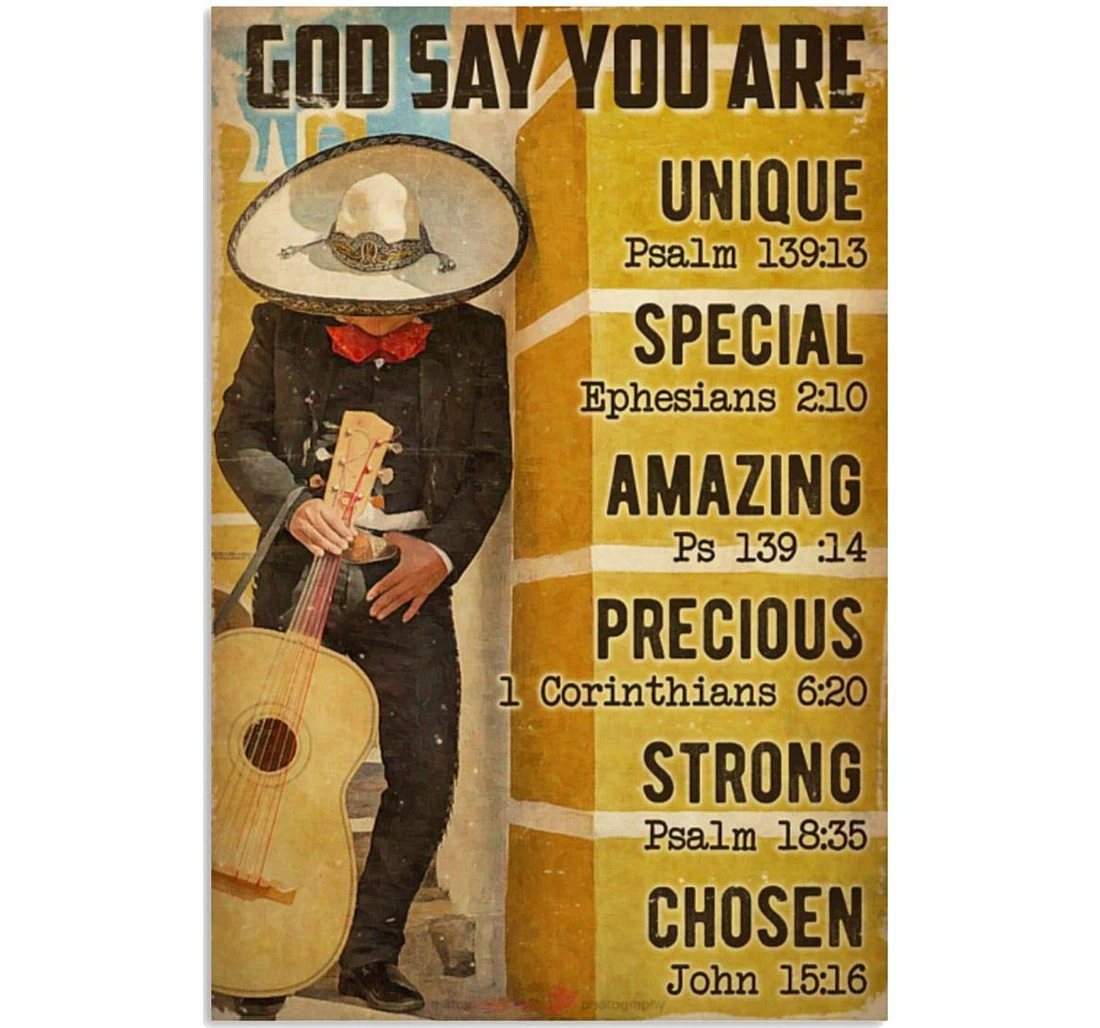 Poster, Canvas - Mexican Musican Gods Say You Are Unique Special Print Framed Wall Art