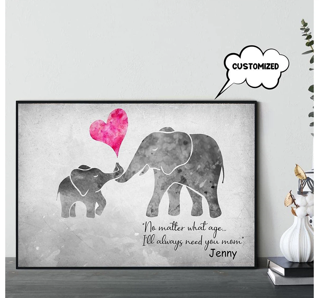 Poster, Canvas - Amazing Personalized Mother's Day Mother Daughter Elephant Mother Daughter Mother And Child On Birthday, Print Framed Wall Art