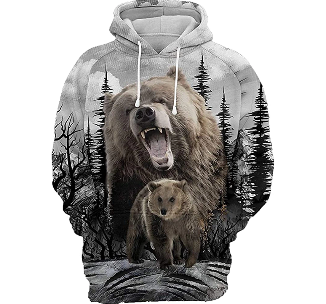 Bear Scratch - 3D Printed Pullover Hoodie