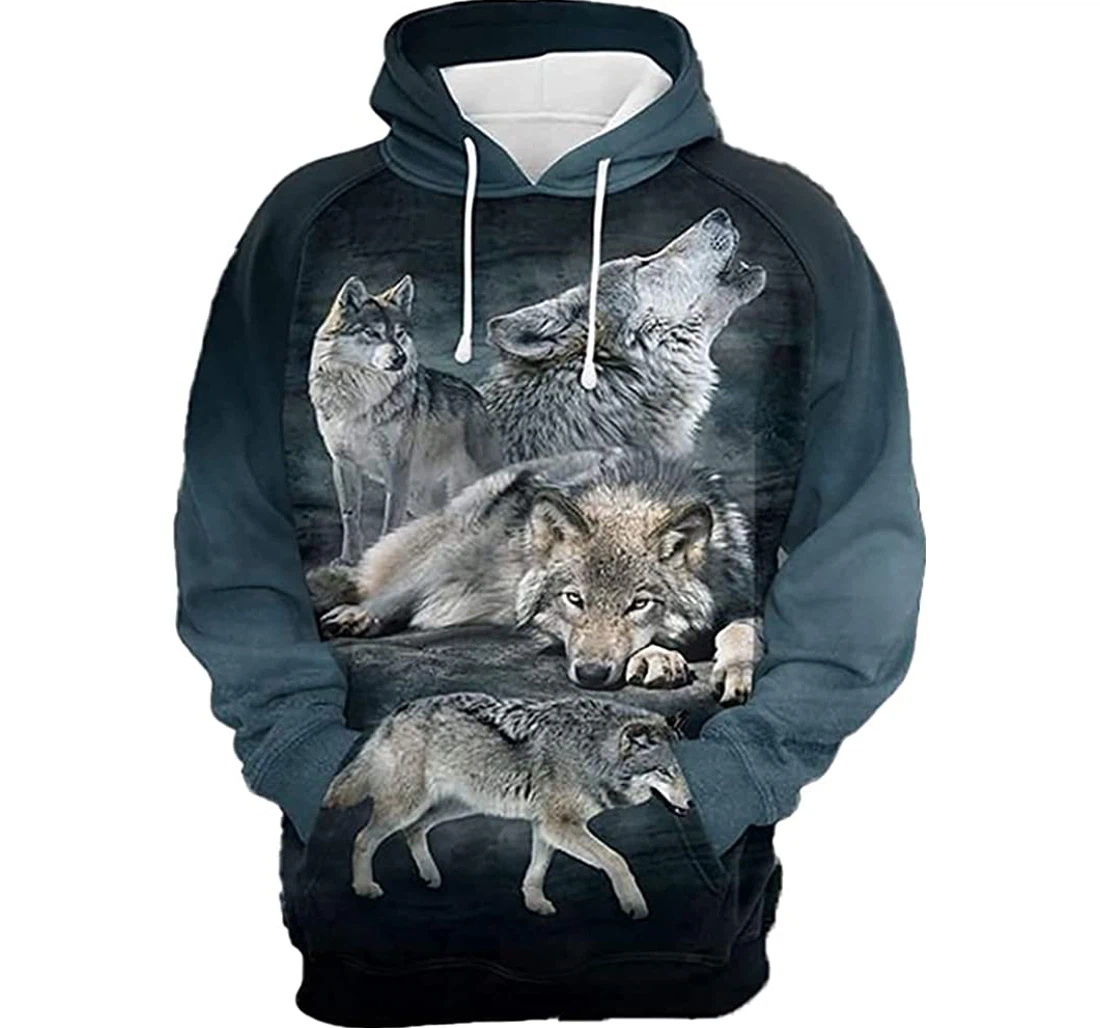 Beautiful Family Wolf - 3D Printed Pullover Hoodie