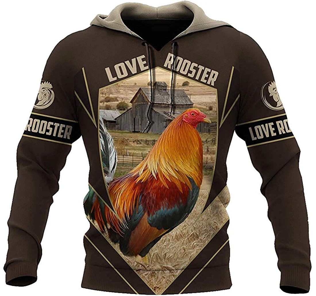 Love Rooster Farm - 3D Printed Pullover Hoodie